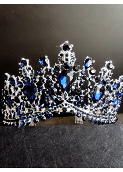 Стилна корона за коса с белгийски кристали в кралско синьо- Blue Dreams